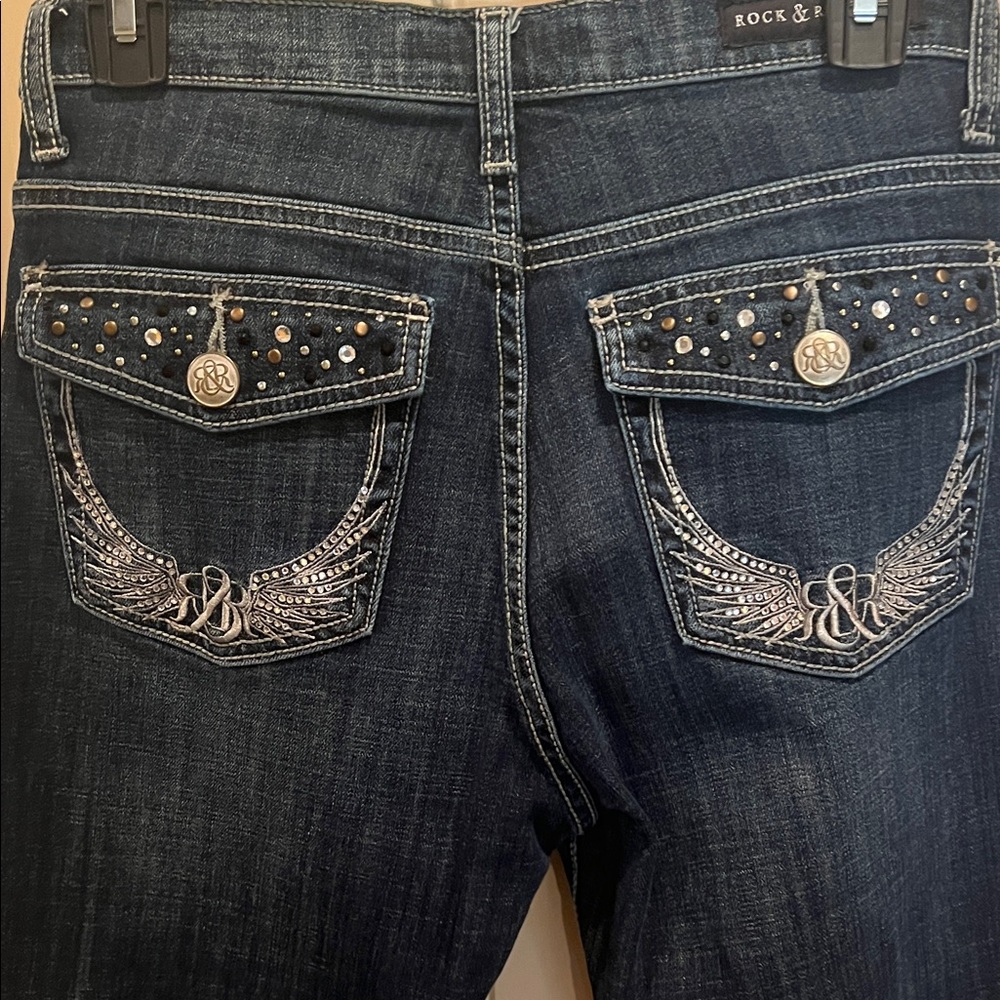Rock & Republic Studded Dark Blue Boot Cut Jeans